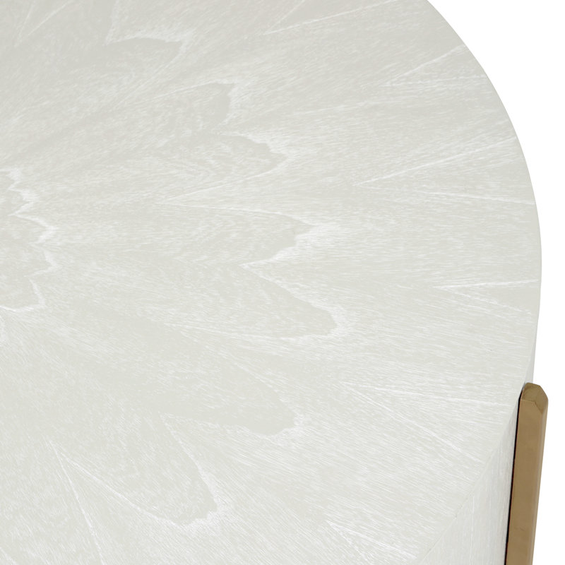 Clifton Drum Coffee Table, White Top/Gold Base