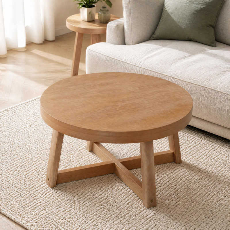 Solid Wood Top Coffee Table, Natural
