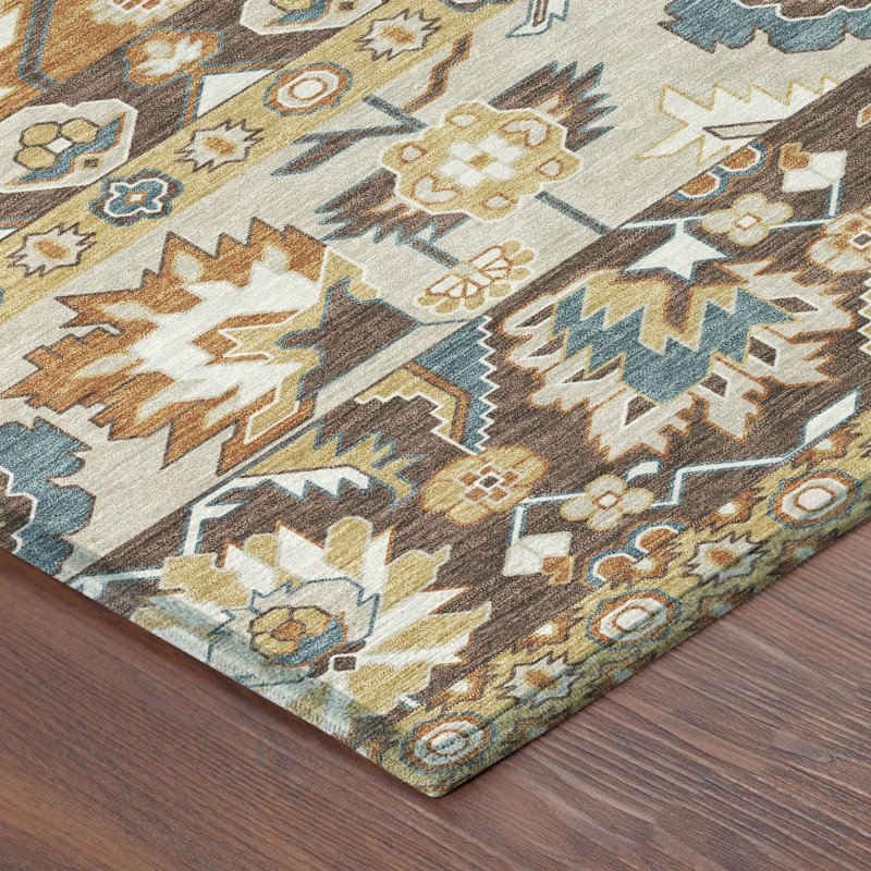 Tapis traditionnel lavable à la machine intérieur / extérieur ACN2583, Chocolat, 2 pi 6 po x 3 pi 10 po