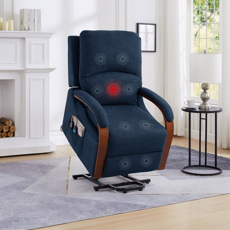 Fauteuil inclinable électrique Power Lift, Mélange de lin bleu