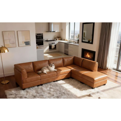 Roeder Faux Leather L-Shaped Sectional