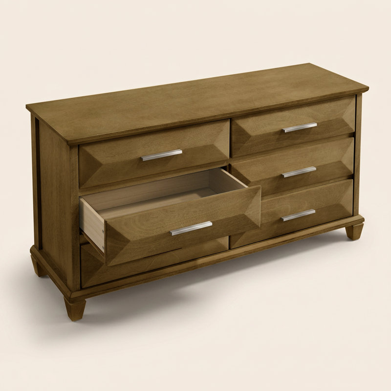 Commode double 6 tiroirs Claypoole, Chêne antique