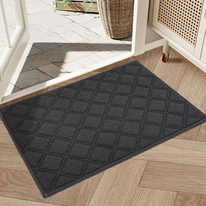 Non-Slip Geometric Doormat, Dark Grey, 50.8cm W x 81.3cm L