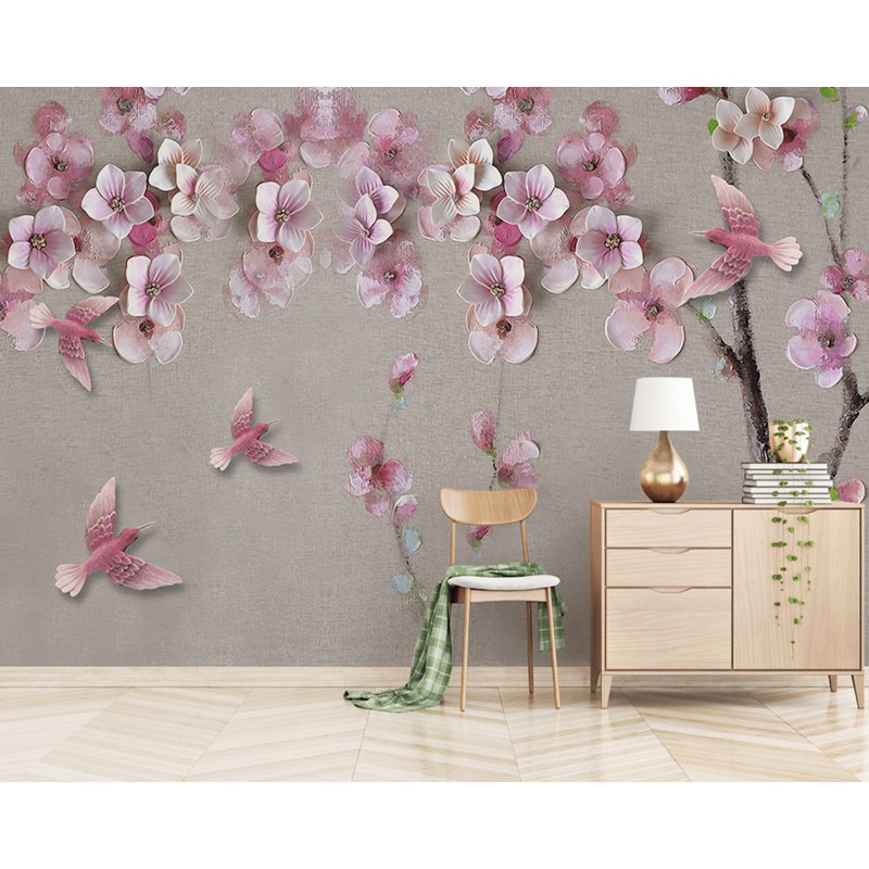 Papier peint fleur de cerisier 3D, L 35 po x l 55 po
