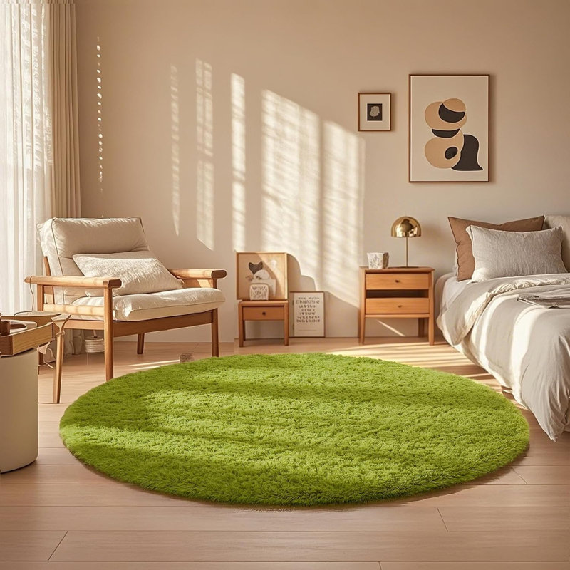 Plush Round Area Rug, Soft Fuzzy Shag Rug for Bedroom Living Room Balcony, Fluffy Carpet for Home Decor, Non-Slip Cozy Decorative Rug.