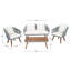 Ensemble de conversation de patio en bois massif avec coussins Larry -284873611-284873609