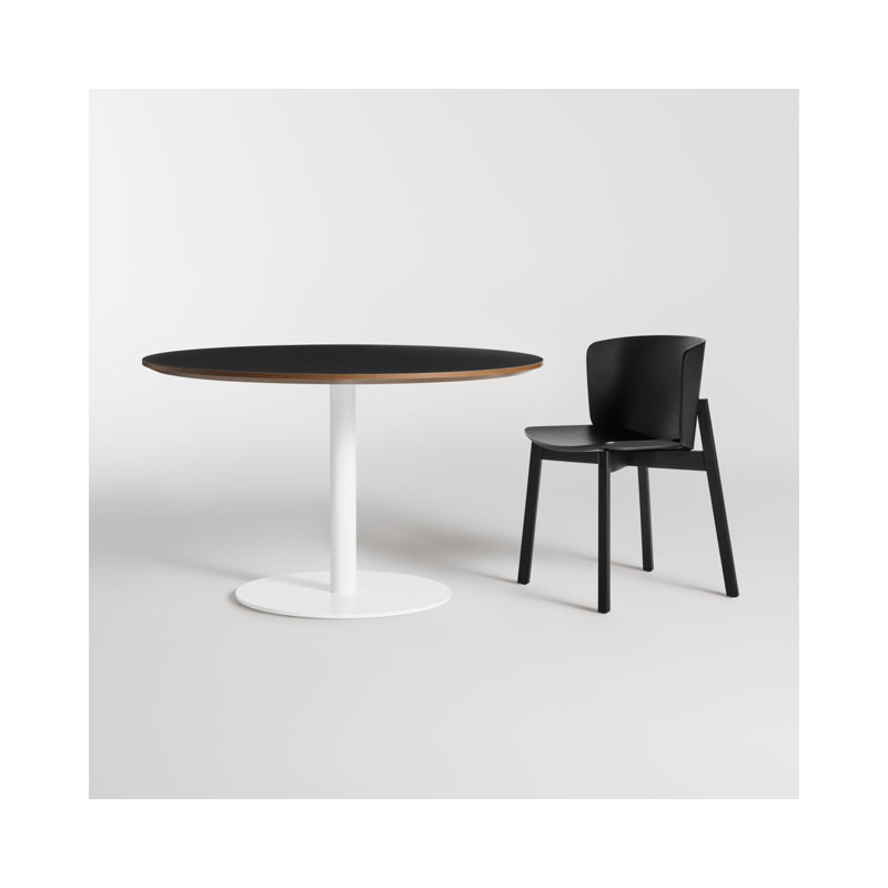 Easy Round Dining Table, 29" H x 48" W x 48" L, Walnut, Matte White