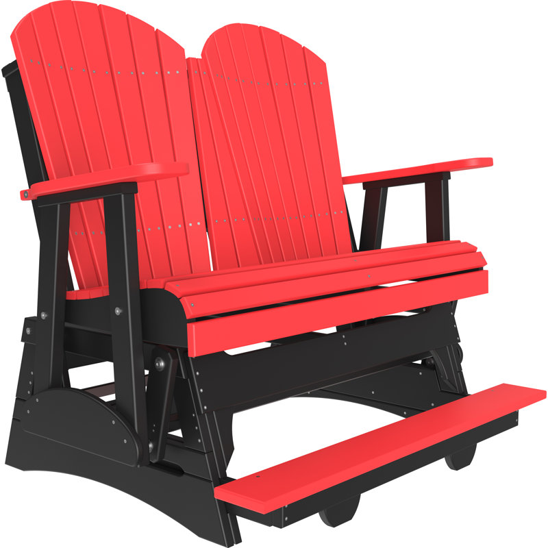 Banc d'extérieur coulissant en polywood, Rouge foncé / noir