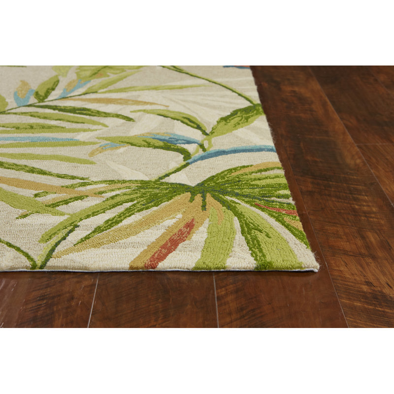 Bigley Sand Botanical Leaves Hand Tufted Area Rug, Rectangle 2' x 3'