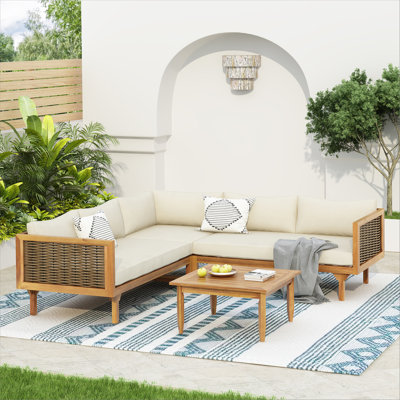 SECTIONAL SEATING GROUP WITH WATERPROOF CUSHIONS - PREMIUM OUTDOOR SOFA SET(CUSHION)