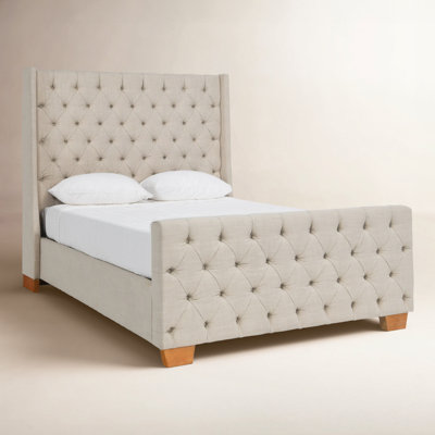 Laurent Fabric Tufted Bed In Beige