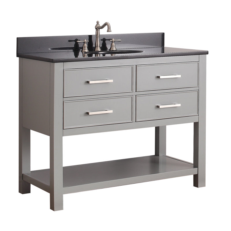 Brooks 43'' W Single Vanity, Chilled Gray, White Engineered Stone