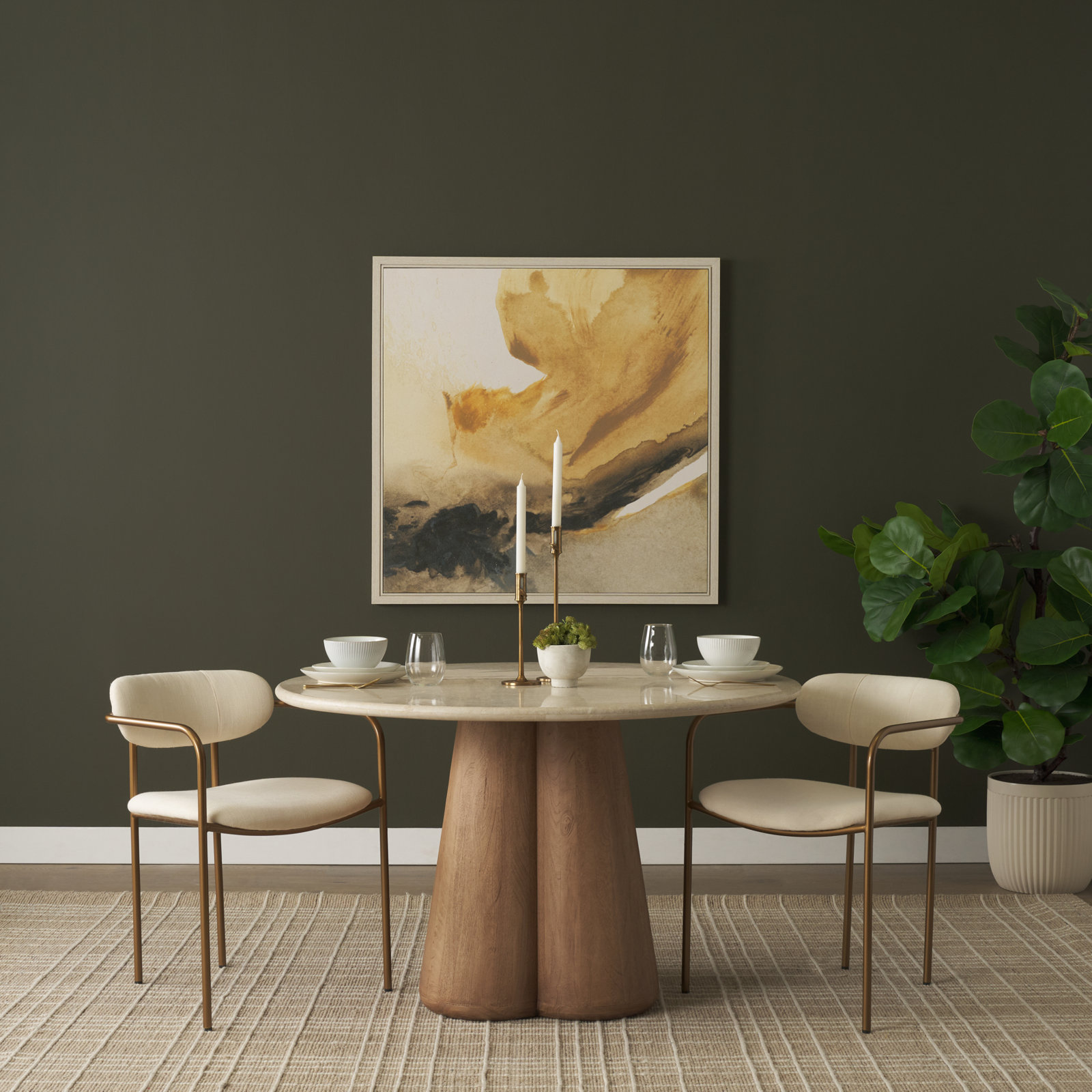 Belarus Dining Armchair, Beige, Gold