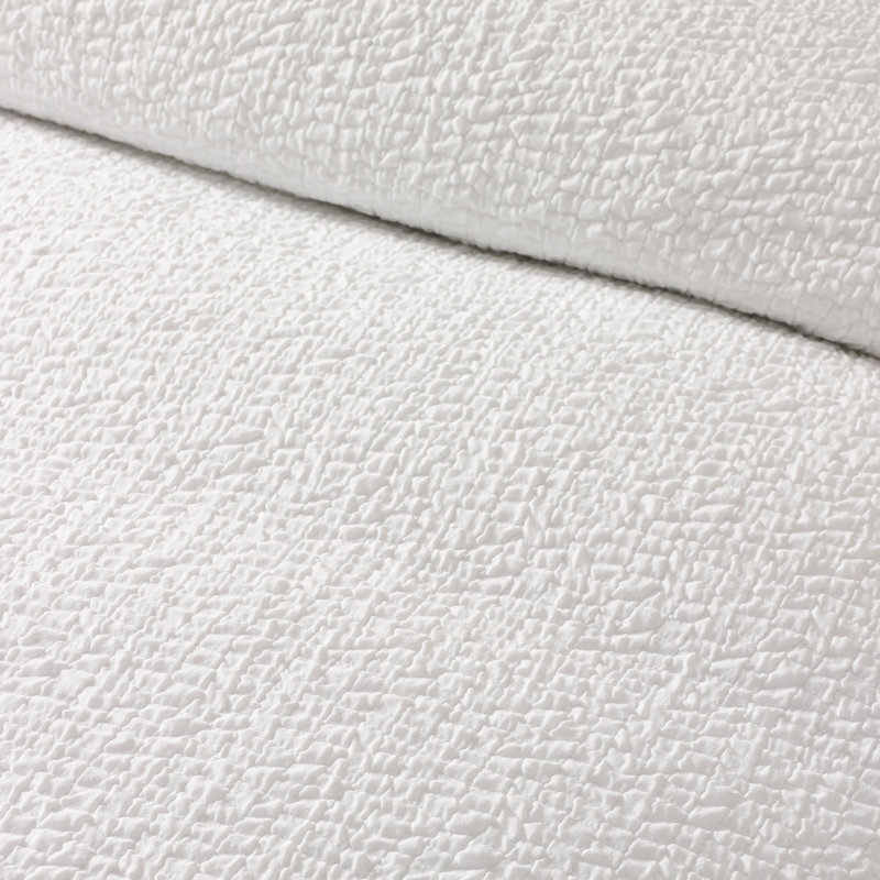 Crinkle Seersucker Duvet Cover Set, Single Bedspread + 1 Standard Pillowcase, White