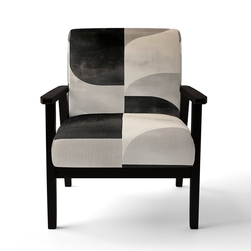 Upholstered Accent Chair, Accoudoirs carrés noirs