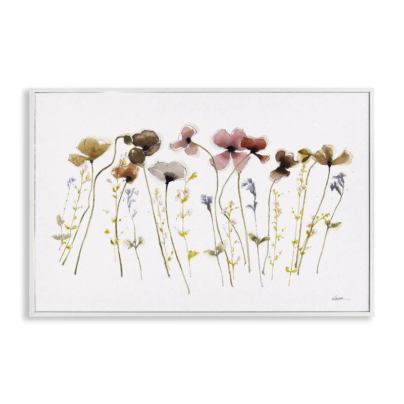 Printemps, coquelicots, art par Shirley Novak bf-996, H 12 po x l 18 po, Giclée encadrée blanc bord de mer