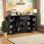 Buffet 4 portes, 1 tiroir avec tablettes réglables et barre à vêtements