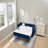 Navy Velvet Daybed with Sturdy Wooden Frame, Modern Diamond Grid Pull-Out Design for Versatile Home Use-1666380516