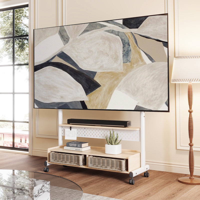 Charrisse Rolling Height Adjustable TV Stand, White