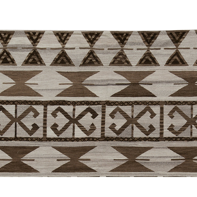 Flatweave Wool Geometric Area Rug in Chocolate And Coffee, Rectangle 8'3" x 9'10"