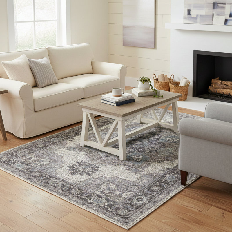 Honig Farmhouse Botanical Medallion Area Rug, Rectangle 2' x 3'