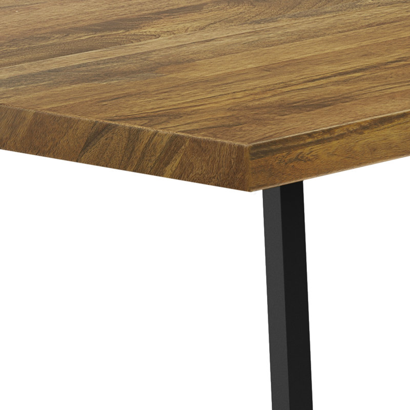 Ensemble repas industriel rustique 7 pièces avec table en bois de manguier massif et 6 chaises rembourrées Larkin