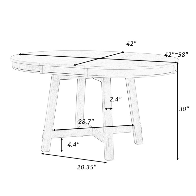Table de salle à manger ronde rustique avec plateau extensible à lattes – Table de cuisine de style campagnard, Espresso