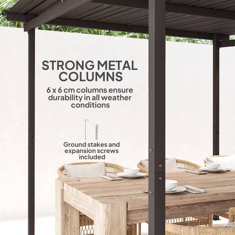 3 x 3(m) Garden Pergola Waterproof Metal Roof Lean to Pergola