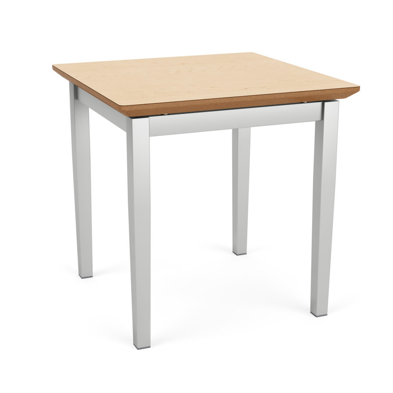 Lenox Steel Waiting Reception End Table Metal Frame 20x20" High Pressure Laminate Top, Natural Maple, Silver