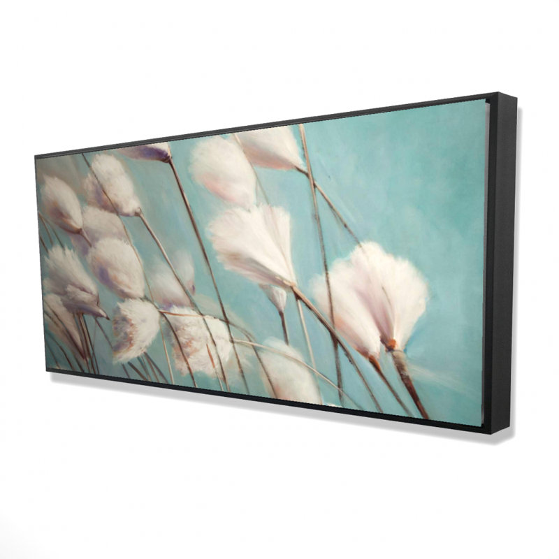 Cotton grass flowers in the wind - 24"x48" Framed canvas
