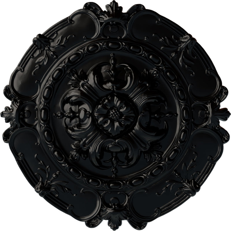 Médaillon de plafond Endurathane Southampton, DE 16 1/2 po x P 2 3/8 po, fini noir de jais peint à la main, Noir de jais