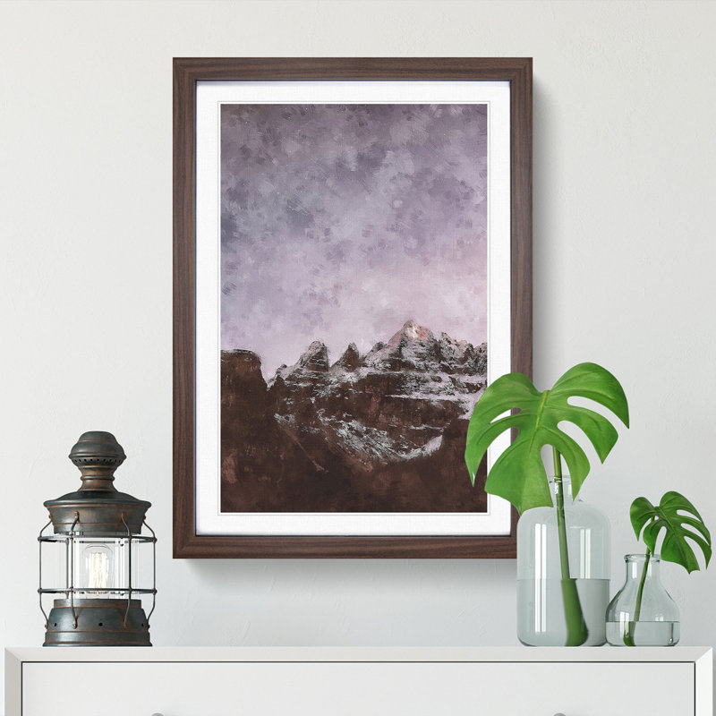 Stars Over The Dolomites In Italy Painting - Framed Print, 87cm H x 62cm W x 2cm D, Walnut Framed