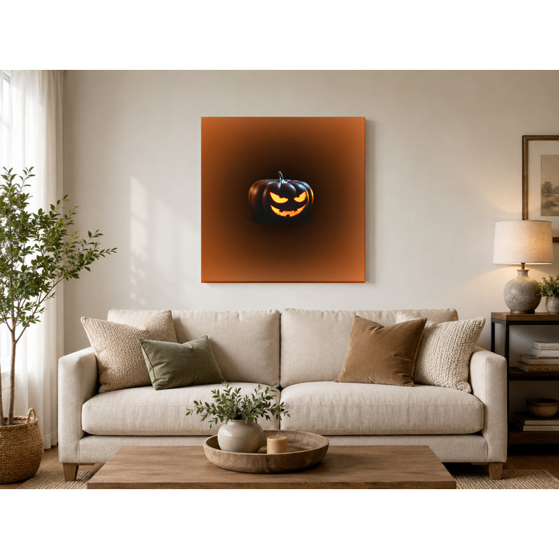 «Glowing Jack-o'-Lantern», art mural carré sur toile, L 16 po x H 16 po