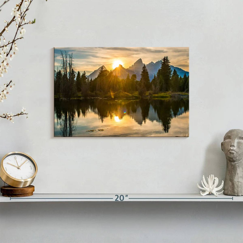 Impression sur toile Grand Teton Dramatic Sunset, H 8 po x l 12 po x P 1 po