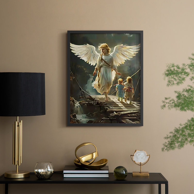 Religious Series CDXLV III, reproduction d'art encadrée - bois massif, H 11 po x l 9 po, Noir, noir, noir, noir