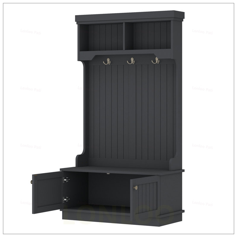 Multifunctional Hall Tree with Storage Shoe Bench, 4-in-1 Design for Entryway and Hallway, Coat Racks with Hooks, and Display Shelf