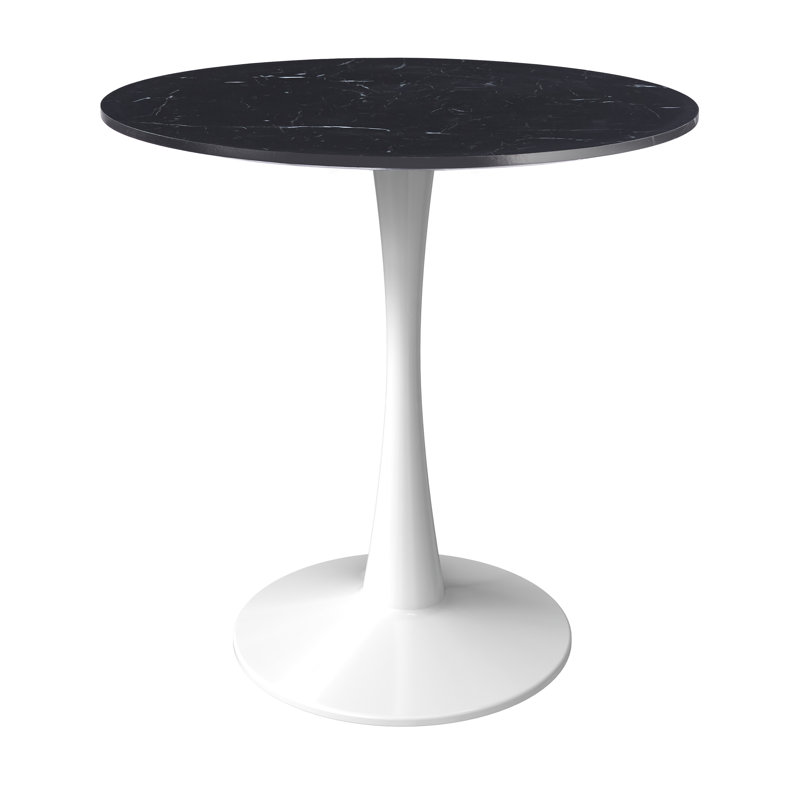 Hadden 40" Round Dining Table with MDF Top and White Steel Pedestal Base - Seats 6-8 Person for Kitchen and Dining Room