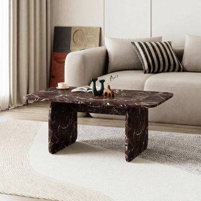 Table basse haut de gamme, Rosso Marmo, 100 x 42 x 60 cm | Matériau : Panneaux de particules mélaminés (épaisseur : 1,8 cm)