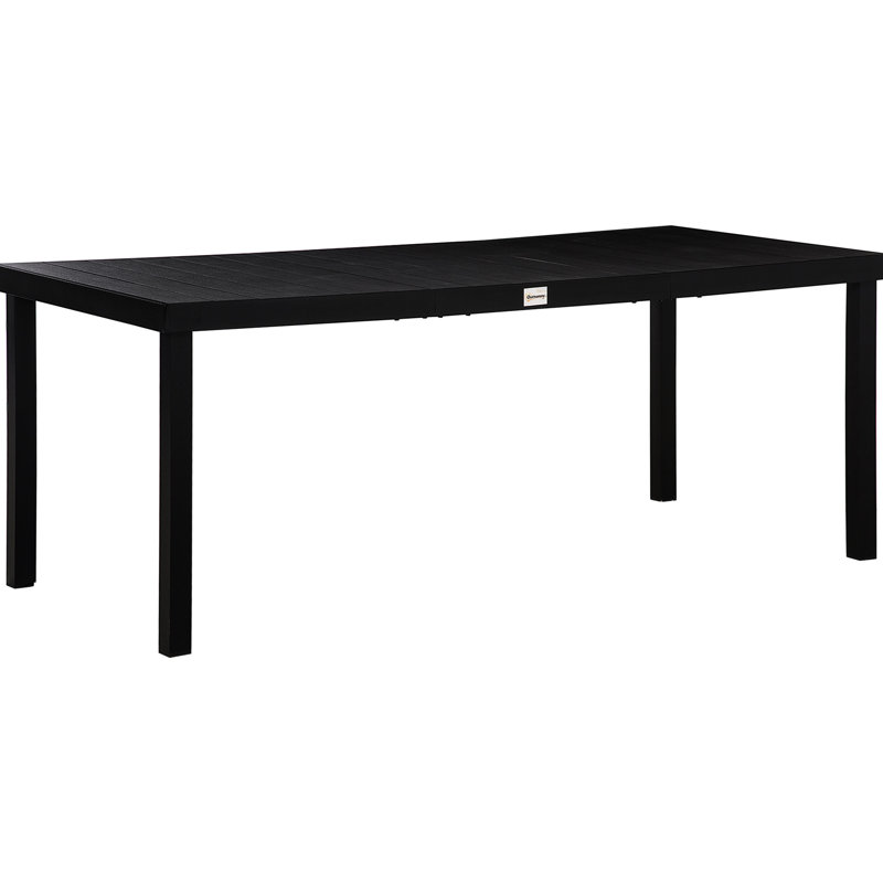 8 Table d'extérieur L 74,05 "x l 35,5", structure en aluminium avec faux bois, noir pour le jardin 8 salle à manger 75 "35", surface rectangulaire toutes saisons, noir