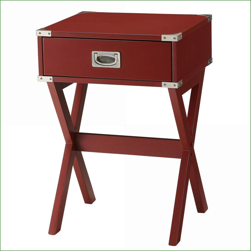 Table basse rouge rustique avec tiroir pour le salon, rangement peu encombrant et amp; Base en X stable, Rouge