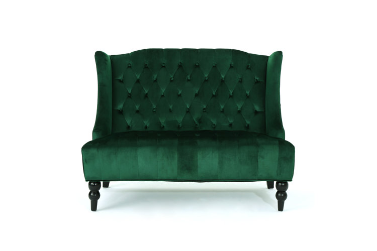 Carolina 50.2" Velvet Recessed Arm Loveseat