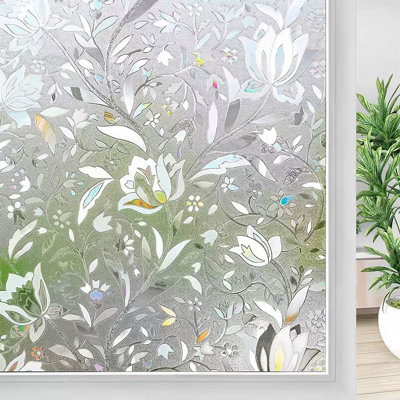 Tulipe de fenêtre d'intimité statique autocollant adhésif vitrail décoratif non adhésif pour bureau à domicile Protection contre les rayons UV