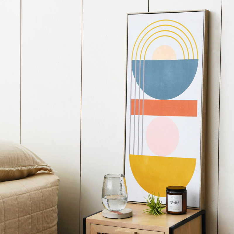 Modern Abstract Canvas in Blonde Finish Frame