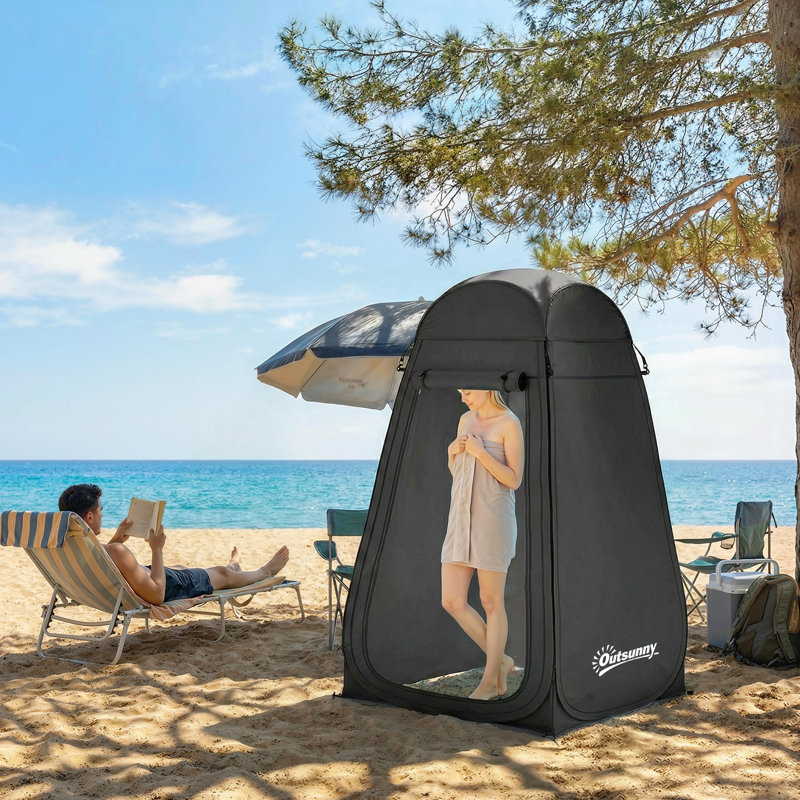 Tente de douche Pop Up, vestiaire d'intimité pour l'extérieur, noir, Noir