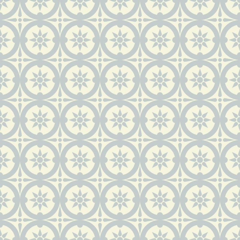 Medallion - Wallpaper, Blue; Cream, Faux Grasscloth, Non-Pasted