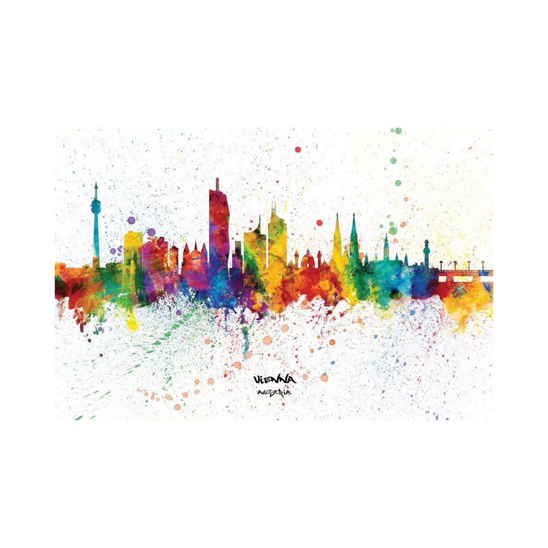 Vienna Austria Skyline Splash by Michael Tompsett - Wrapped Canvas Print, 30.48 cm H x 45.72 cm W
