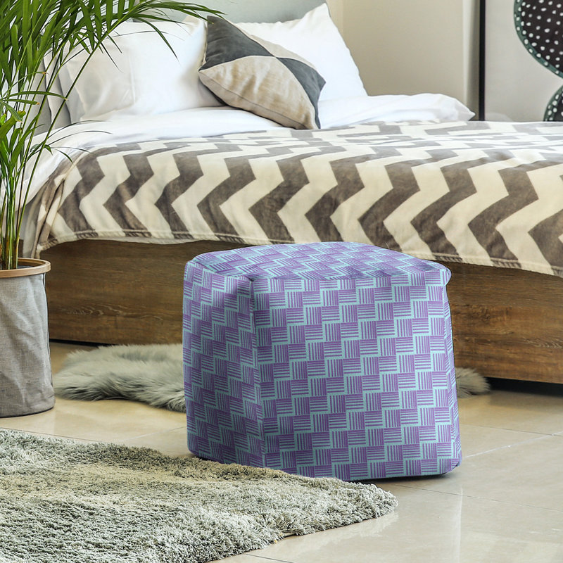 Repose-pieds cubique à rayures classic basketweave, Sarcelle / Mauve