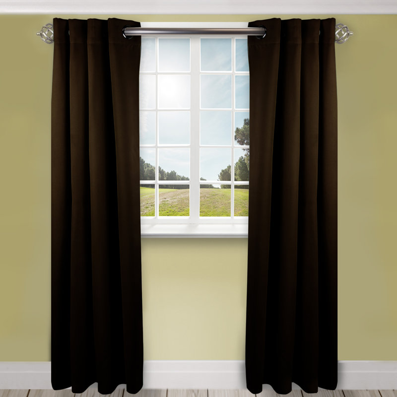 Panneau de rideau simple obscurcissant synthétique avec œillets Polen Drapery, 180 po x 108 po, Chocolat