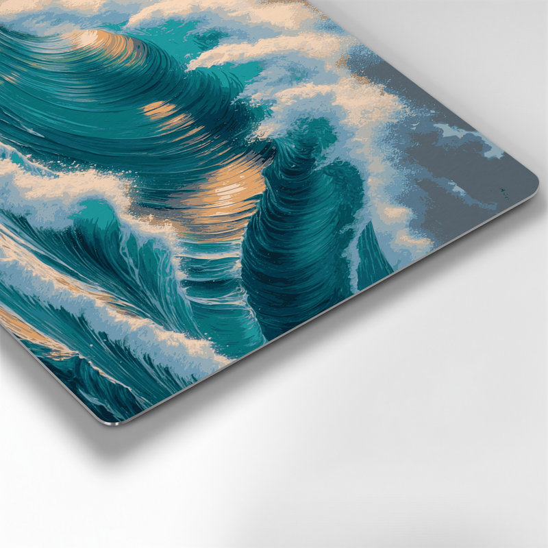 Hawaiian Breaking Waves, art mural en métal bleu, H 12 po x l 18 po