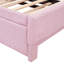 Lit de jour simple tapissier en L rembourré avec couchette escamotable, rose